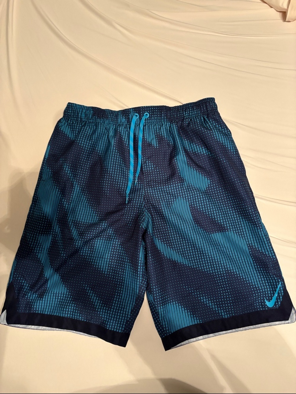 Nike Teal and Navy Blue Print Workout Shorts